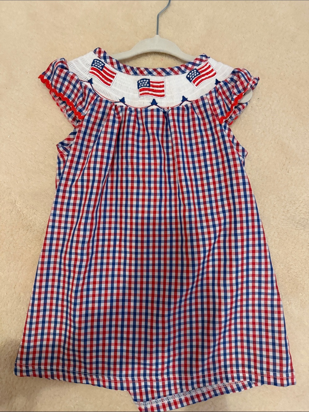 Red, White & Blue Gingham Smocked Flag Dress